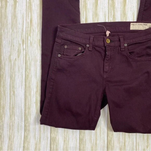 Rag & Bone Maroon Fine Wine The Dre Skinny Jeans